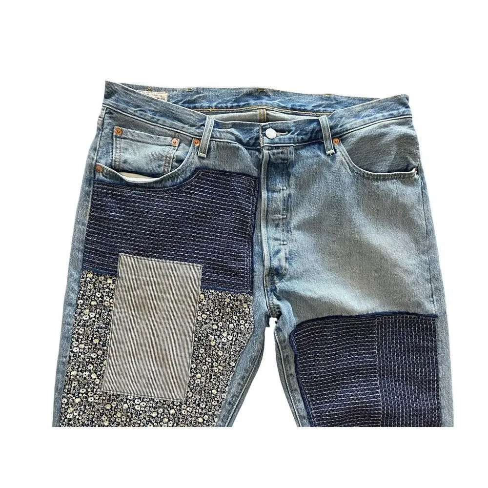 levis 501‎ Patchwork Mens Big “E” Jeans Size 38/29